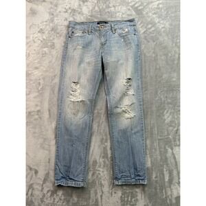 Vintage Levis 513 Y2K Jeans Women Sz 5 Medium Blue Boyfriend Mid Rise Distressed